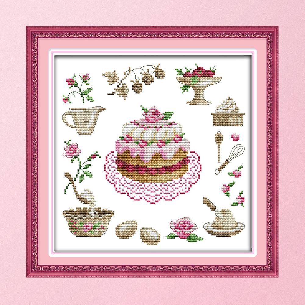 Cross Stitch Embroidery Set DIY Handmade Crafts 14CT Stamp  J318 Cake