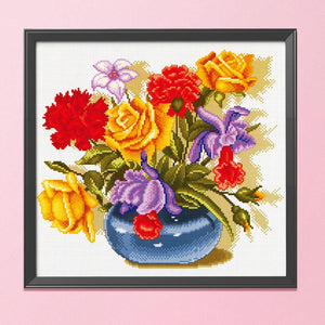 Printed Cross Stitch Kits DIY Romantic 11CT Stamped Needlework  1053 Vase