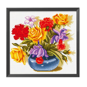 Printed Cross Stitch Kits DIY Romantic 11CT Stamped Needlework  1053 Vase