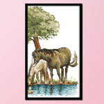 14CT Stamped Cross Stitch Kits DIY Cotton Thread Needlework  D909 Horse