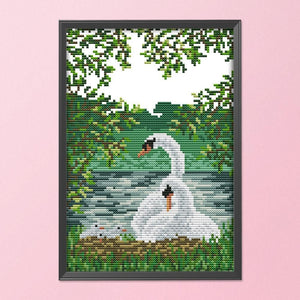 White Swan Cross Stitch Embroidery DIY 14CT Stamped Needlework Craft  D141