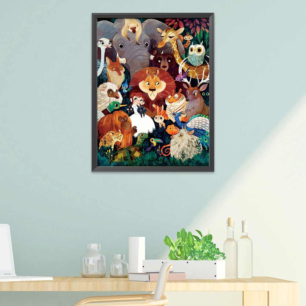 (80*60cm)11CT Stamped Cross Stitch - Animal world