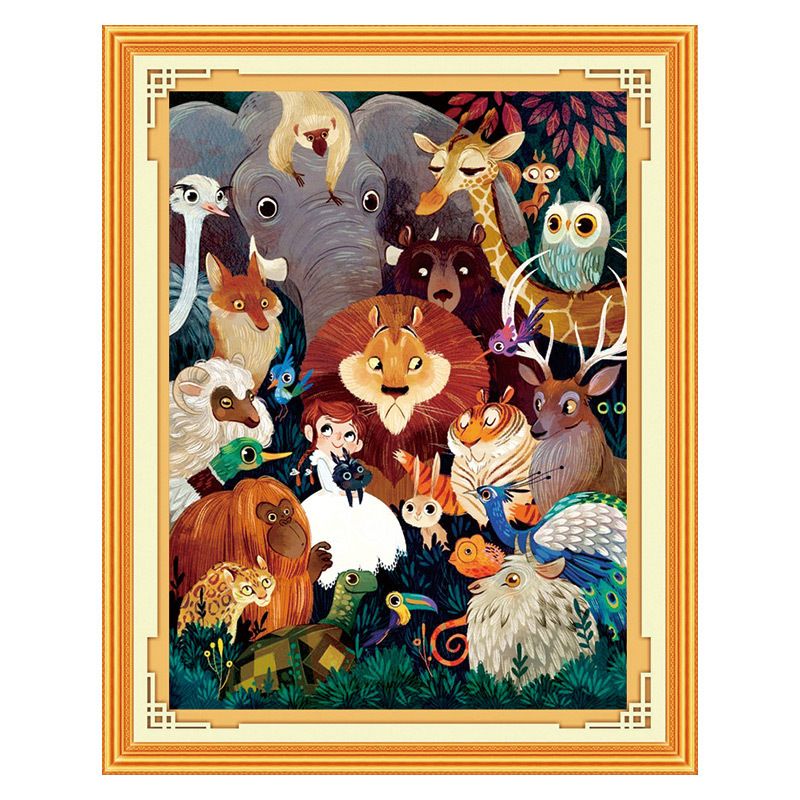 (80*60cm)11CT Stamped Cross Stitch - Animal world