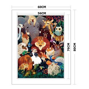 (80*60cm)11CT Stamped Cross Stitch - Animal world