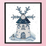 14CT Stamp Cross Stitch DIY Winter Windmill Needlework 21 X 27cm  FA048