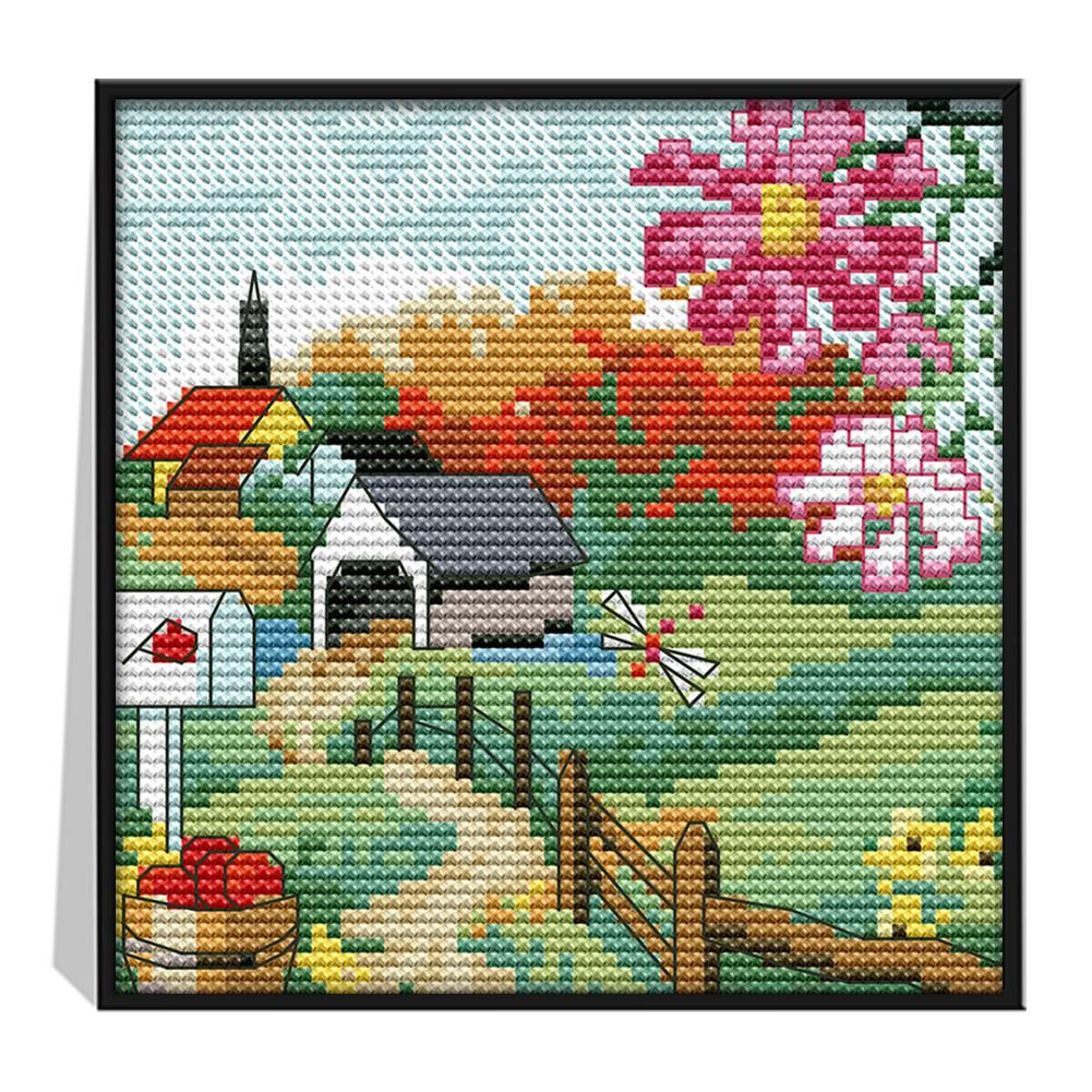 14CT Stamped Cross Stitch Autumn Scenery Needlework Embroidery  F720