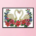 Swan Heart Cross Stitch Embroidery DIY Needlework 14CT Stamp Arts  DA217