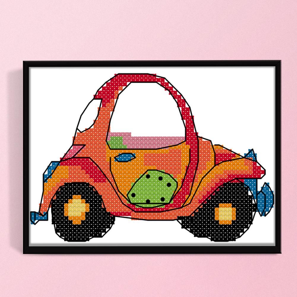 Print Canvas DIY Artwork Needlework 14CT Stamped Kit Cross Stitch  Car