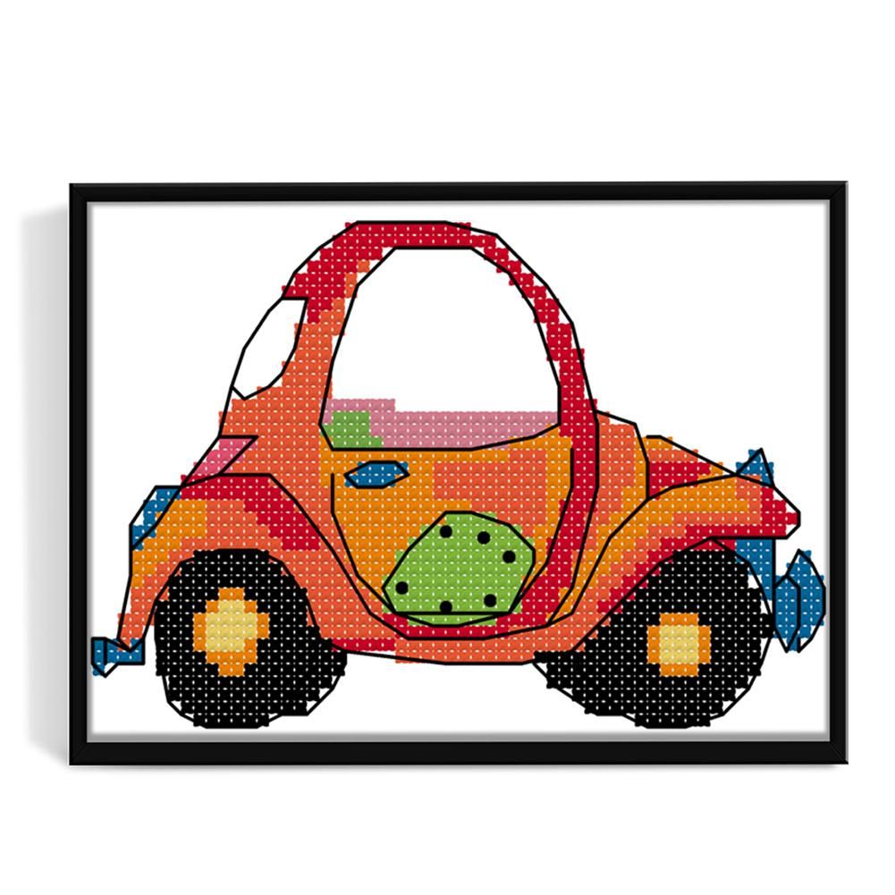 Print Canvas DIY Artwork Needlework 14CT Stamped Kit Cross Stitch  Car