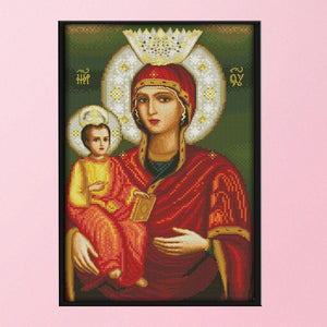 DIY Virgin and Child 14CT Stamped Canvas Cross Stitch Needlework  R823