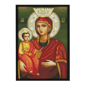 DIY Virgin and Child 14CT Stamped Canvas Cross Stitch Needlework  R823