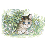 Stamped Cross Stitch Butterfly Kitties 2 Strand 14CT Embroidery Set  D817