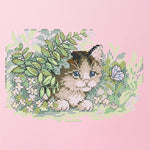 Stamped Cross Stitch Butterfly Kitties 2 Strand 14CT Embroidery Set  D817