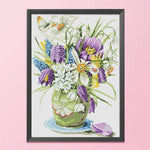 Flowers Cross Stitch 11CT Stamped Canvas DIY Embroidery Needlework  0680