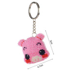 Bead Embroidery Keychain - Pink Pig