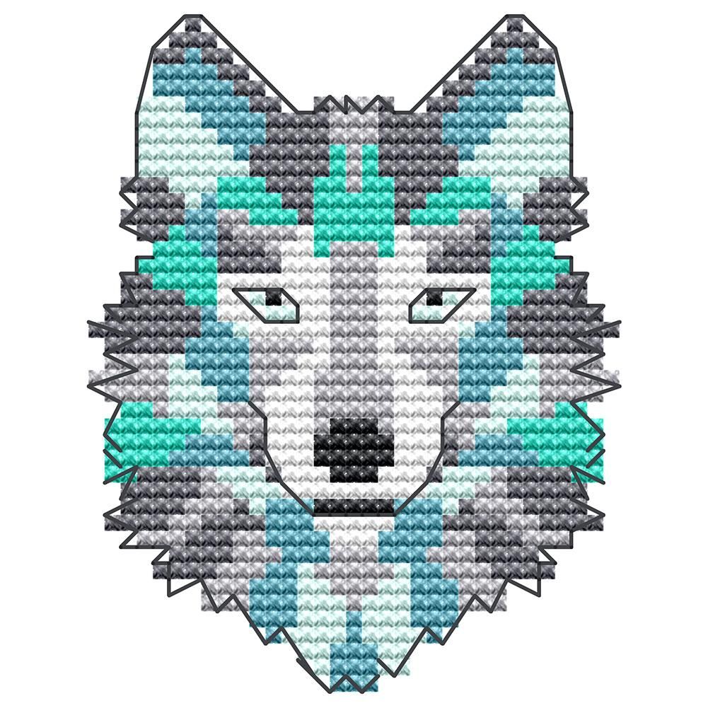 Printed Canvas Cross Stitch DIY Embroidery Needlework Sets (DA419 Wolf)