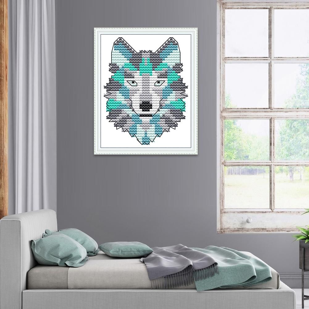 Printed Canvas Cross Stitch DIY Embroidery Needlework Sets (DA419 Wolf)