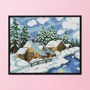 14CT Stamp Cross Stitch Kits DIY Winter Needlework Craft 29 X 22cm  F432