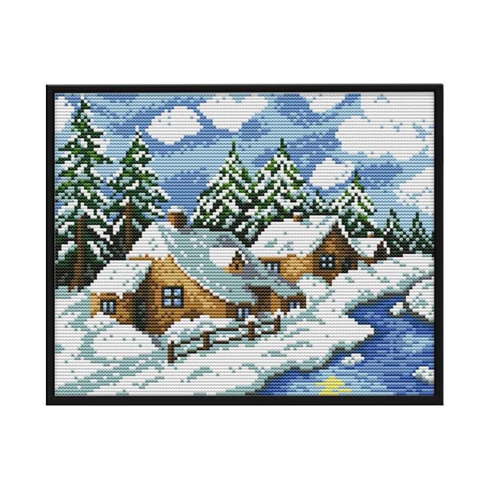 14CT Stamp Cross Stitch Kits DIY Winter Needlework Craft 29 X 22cm  F432