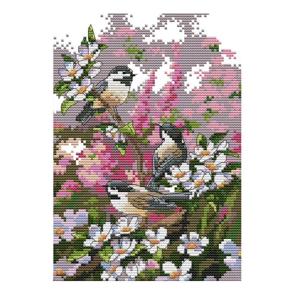 14CT Stamped Cross Stitch Needlework Kits DIY Cotton Thread  D514 Birds