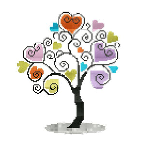 Cross Stitch Embroidery 14CT Stamped DIY Needlework  30x27cm Heart Tree 2