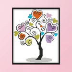 Cross Stitch Embroidery 14CT Stamped DIY Needlework  30x27cm Heart Tree 2