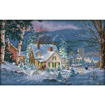 Christmas Snow Night Cross Stitch 14CT Canvas Count Print Needlework (F395)