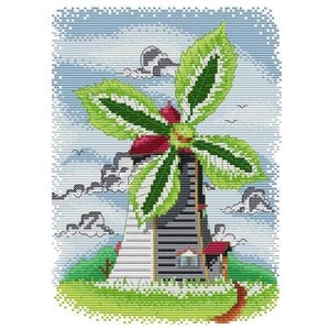 14CT Stamp Cross Stitch DIY Summer Windmill Needlework 25 X 31cm  FA046