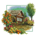 Cross Stitch Embroidery Kit DIY 14CT Stamped Handwork  F454 House Flower