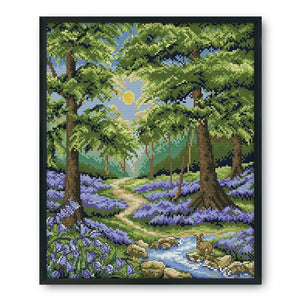 14CT Stamped Cross Stitch Needlework Kits DIY Craft  F883 Blue Bell Forest