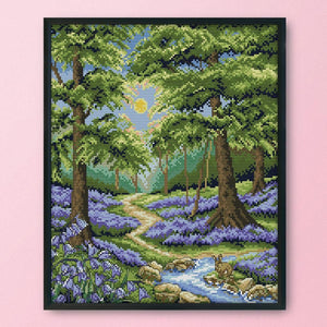 14CT Stamped Cross Stitch Needlework Kits DIY Craft  F883 Blue Bell Forest