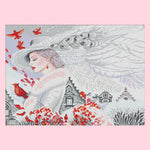 Stamped Cross Stitch Kit Woman 14CT Embroidery DIY Set  Woman Birds RA222