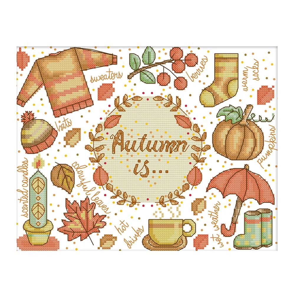 Cross Stitch Kits Printed Canvas Embroidery DIY 14CT Stamp  J365 Autumn