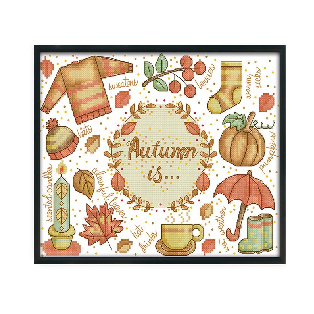 Cross Stitch Kits Printed Canvas Embroidery DIY 14CT Stamp  J365 Autumn