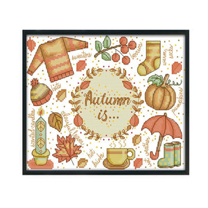 Cross Stitch Kits Printed Canvas Embroidery DIY 14CT Stamp  J365 Autumn