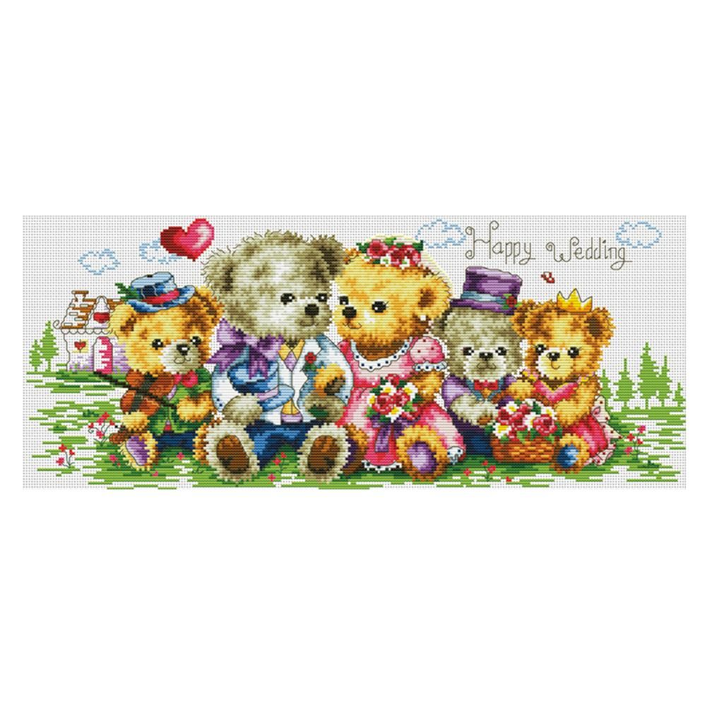 11CT Stamped Cross Stitch Kits DIY Happy Family Needlework Decor  0690