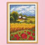 14CT Stamped Cross Stitch Beautiful Fields Needlework Embroidery  F577