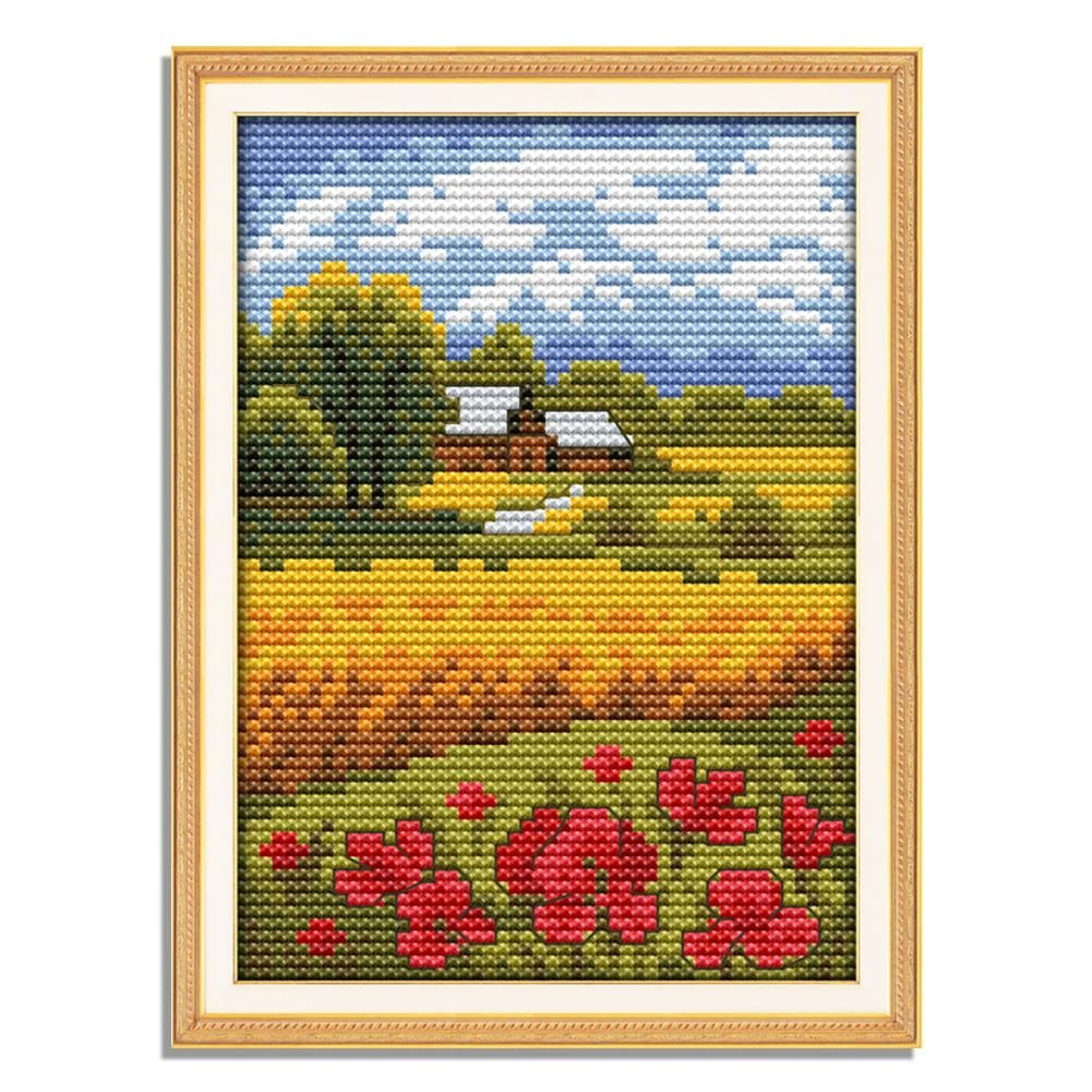 14CT Stamped Cross Stitch Beautiful Fields Needlework Embroidery  F577