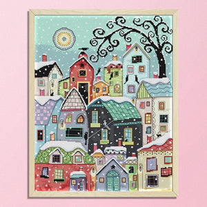 Street Scenery DIY Cross Stitch 14CT Stamped Landscape  F959 40x48cm