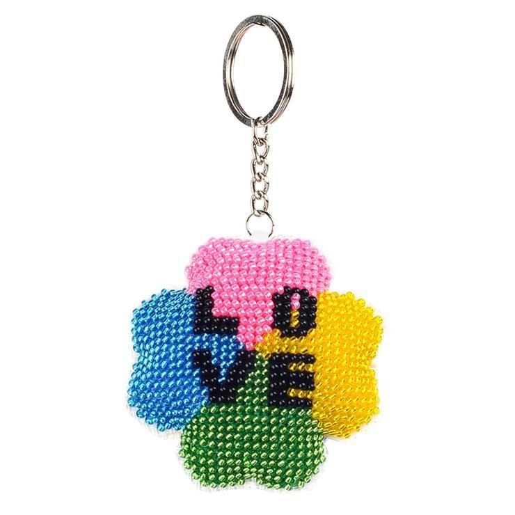 Bead Embroidery Keychain - Love