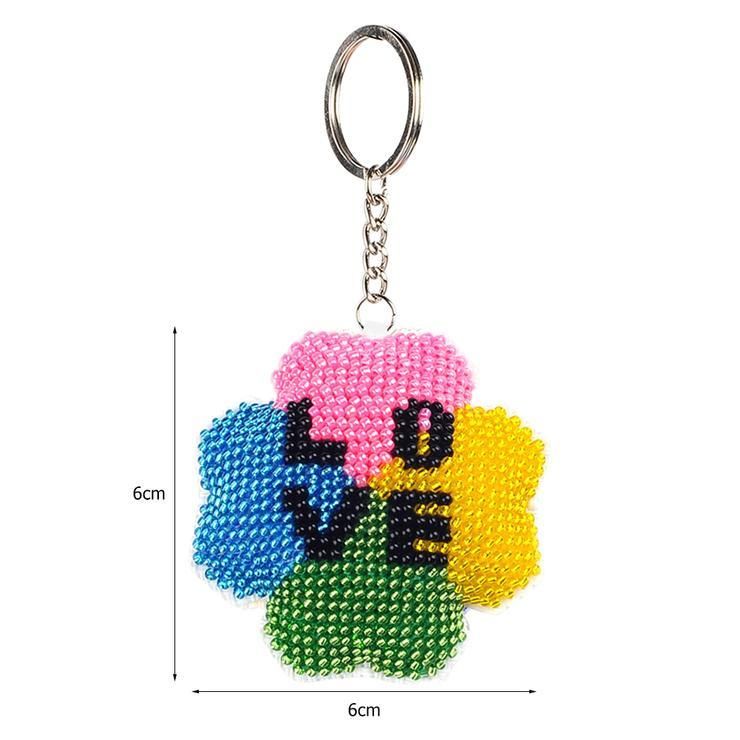 Bead Embroidery Keychain - Love