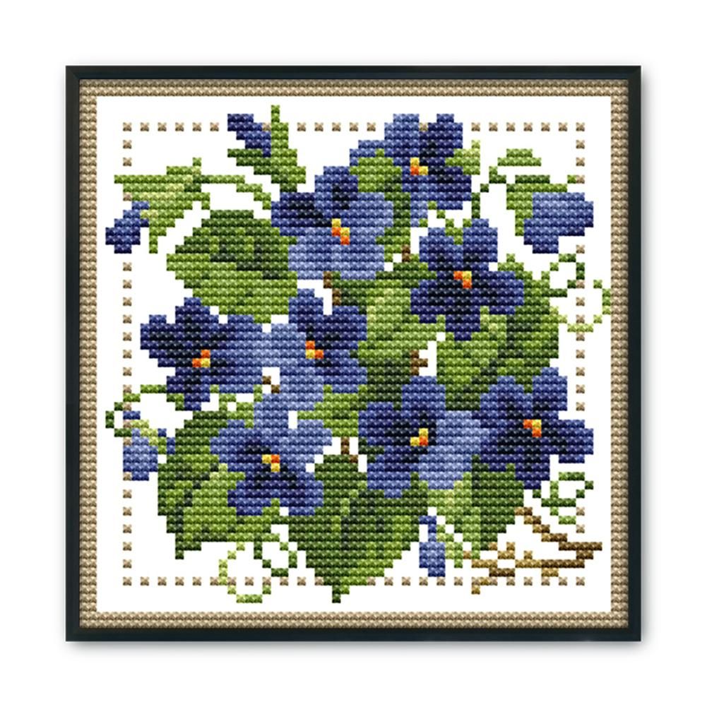 12 Months Flower Cross Stitch DIY Needlework 14CT Stamped  February H424