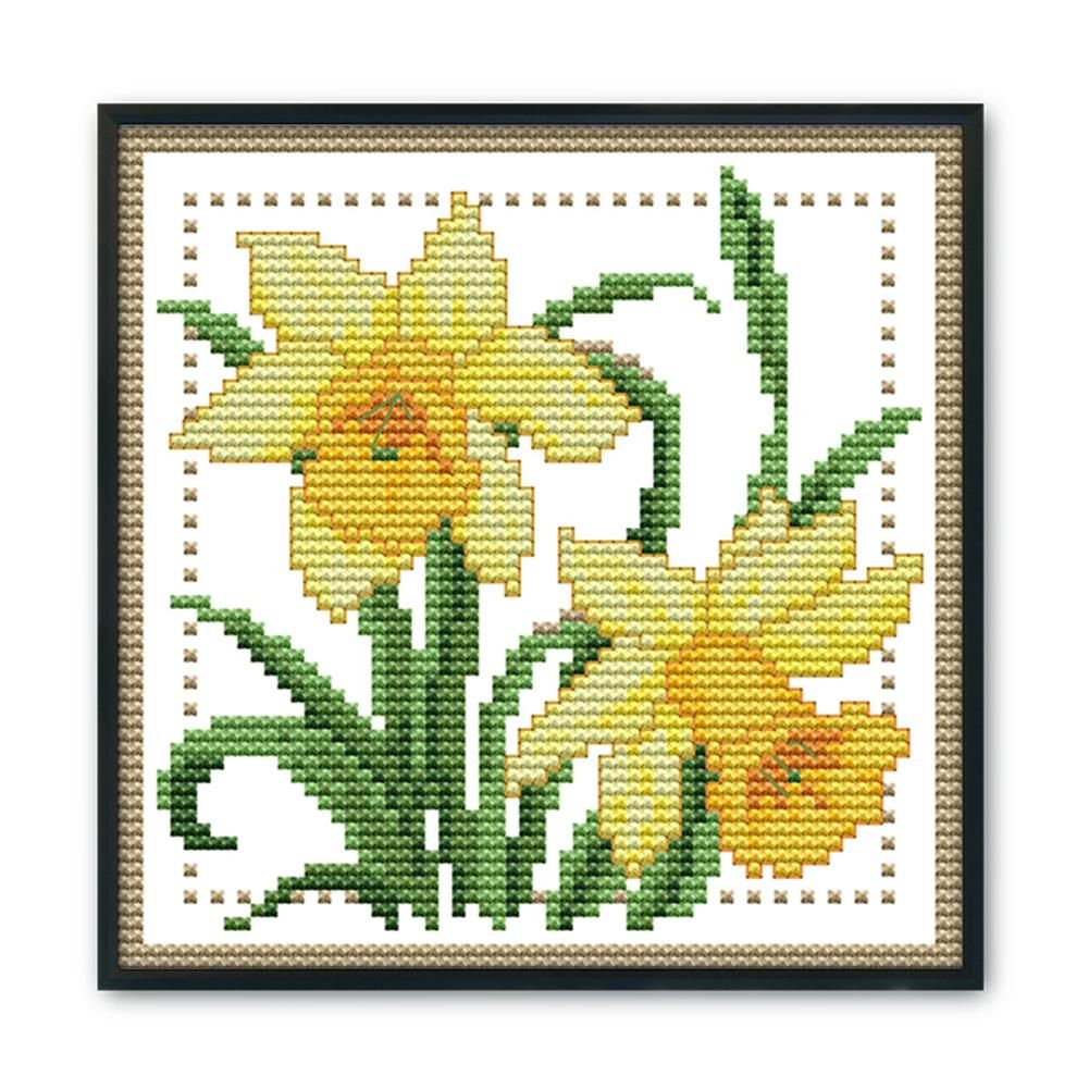 12 Months Flower Cross Stitch DIY Needlework 14CT Stamped  March H425