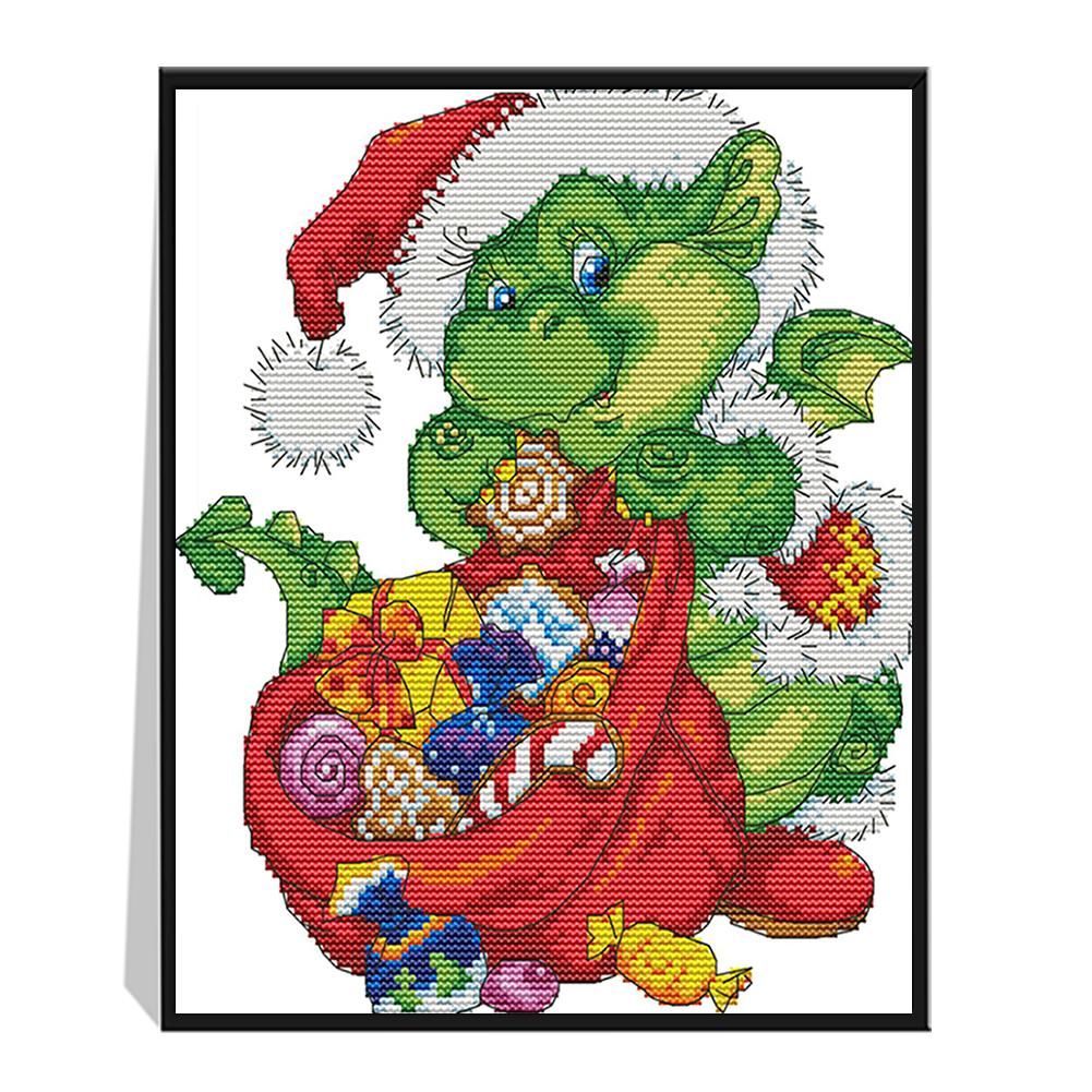 Christmas Snake 14CT Stamped Cross Stitch Embroidery Needlework Kit  B