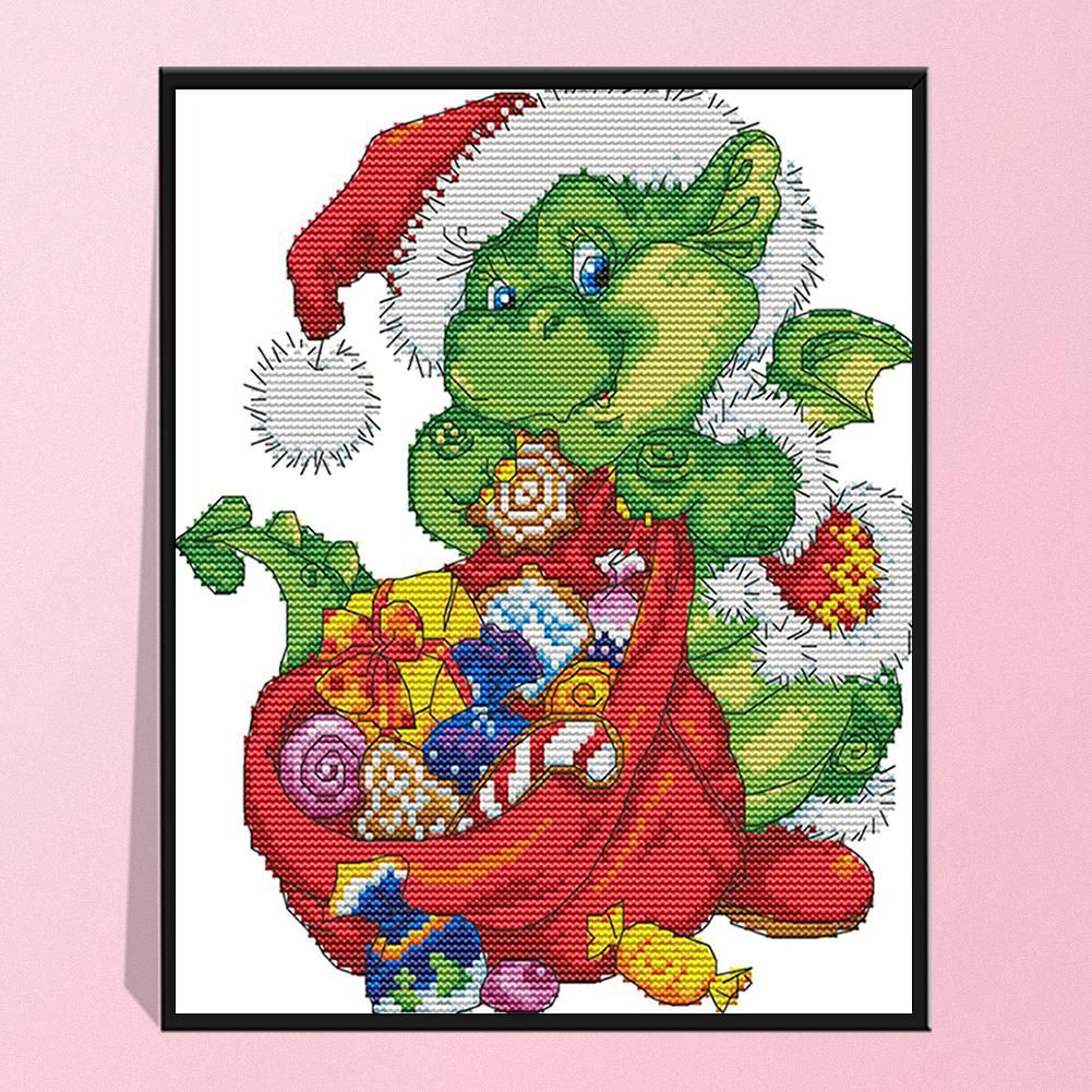 Christmas Snake 14CT Stamped Cross Stitch Embroidery Needlework Kit  B