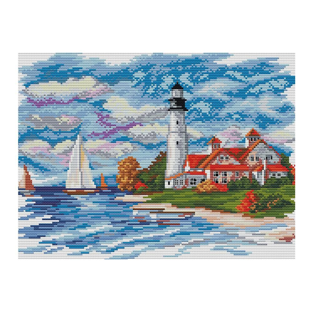 Scenery Cross Stitch Embroidery Needlework 14CT Stamped  FA030 Lighthouse