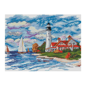 Scenery Cross Stitch Embroidery Needlework 14CT Stamped  FA030 Lighthouse