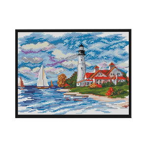 Scenery Cross Stitch Embroidery Needlework 14CT Stamped  FA030 Lighthouse