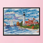 Scenery Cross Stitch Embroidery Needlework 14CT Stamped  FA030 Lighthouse