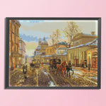 Street Cross Stitch 14CT Stamped Embroidery DIY Needlework  F964 60x47cm